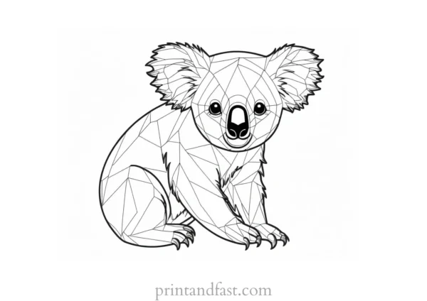 black and White Koala Coloring Page