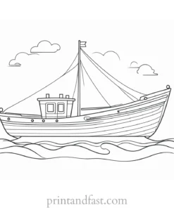 boat coloring page cute