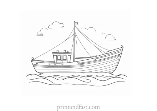 boat coloring page cute