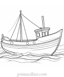 boat coloring page for kindergarteners