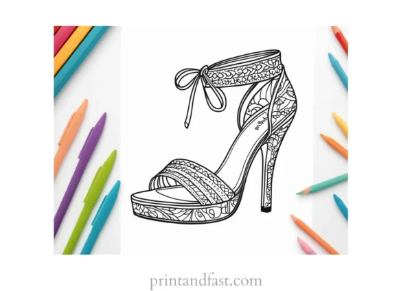 boho shoe coloring page