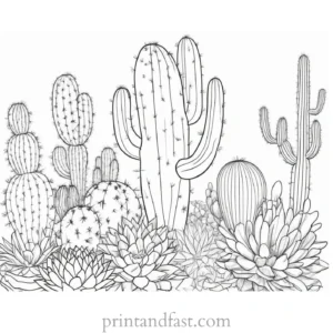 cactus Coloring Page for Adults