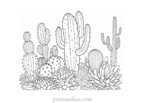 cactus Coloring Page for Adults