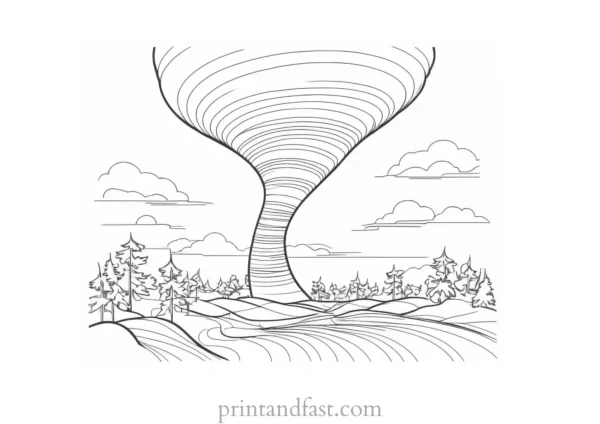 challenging tornado coloring page