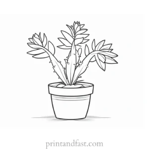 christmas Cactus Coloring Page