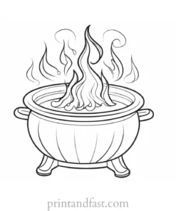 coloring page halloween cauldron