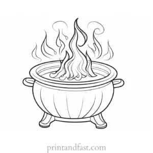 coloring page halloween cauldron