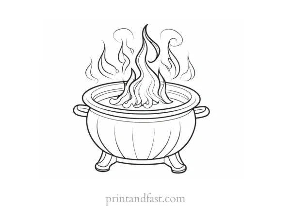 coloring page halloween cauldron