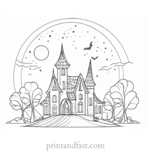 coloring page halloween full moon