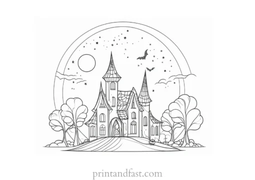 coloring page halloween full moon