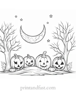 coloring page halloween moon