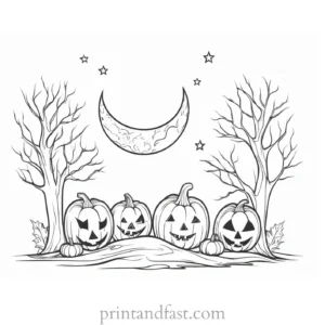 coloring page halloween moon