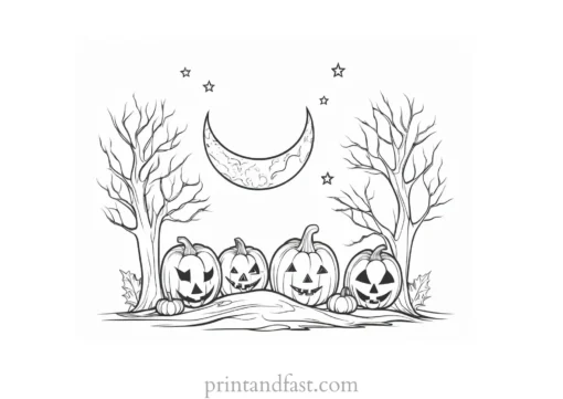 coloring page halloween moon