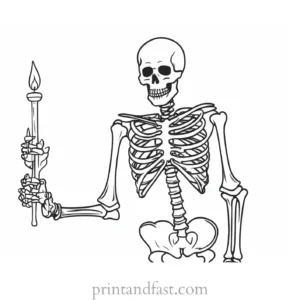 coloring page halloween skeleton