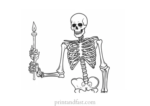 coloring page halloween skeleton