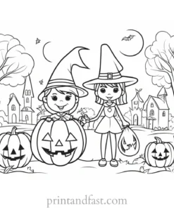 coloring page halloween trick or treat