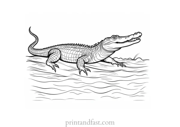 crocodile coloring page advanced