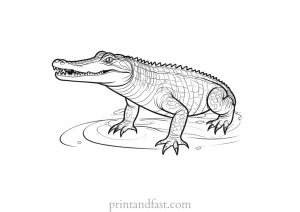 crocodile coloring page detailed