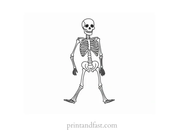 cute skeleton coloring page