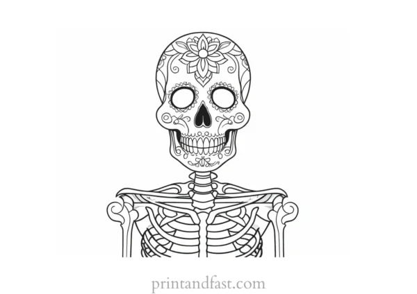 day of the Dead skeleton coloring page