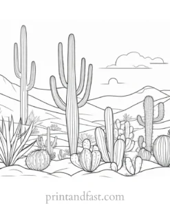 desert Cactus Coloring Page