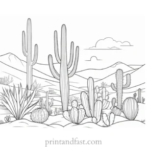 desert Cactus Coloring Page