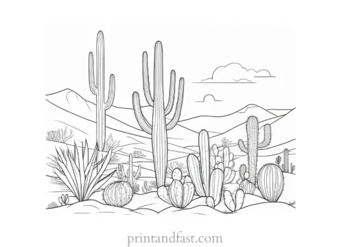 desert Cactus Coloring Page