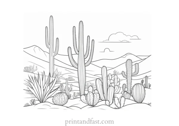 desert Cactus Coloring Page