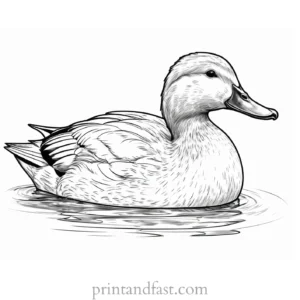 duck coloring page realistic