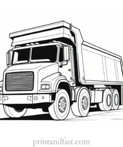 dump truck coloring page detailed