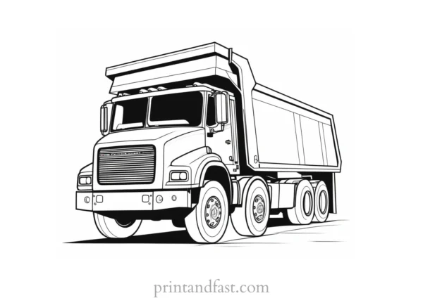 dump truck coloring page detailed