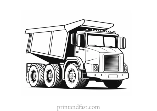 dump truck coloring page template