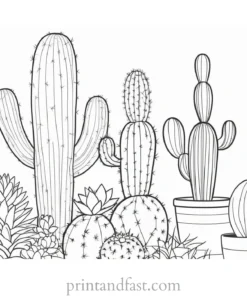 easy Cactus Coloring Page 1