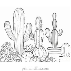 easy Cactus Coloring Page 1