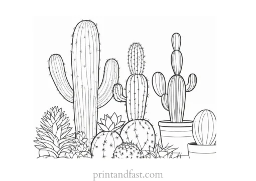 easy Cactus Coloring Page 1