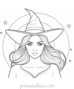 elegant Witch Coloring Page