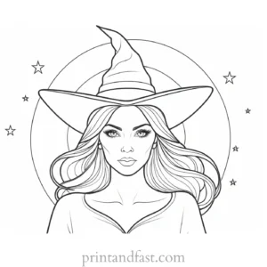 elegant Witch Coloring Page