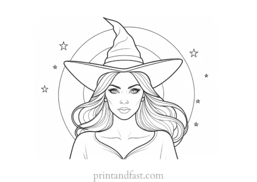 elegant Witch Coloring Page