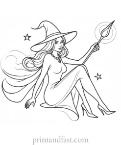 enchanting Witch Coloring Page