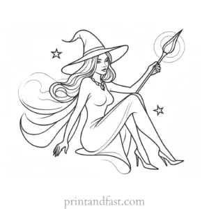 enchanting Witch Coloring Page