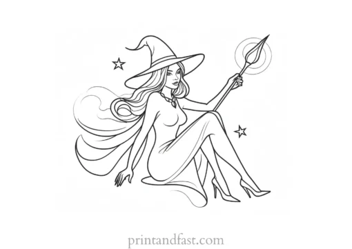 enchanting Witch Coloring Page