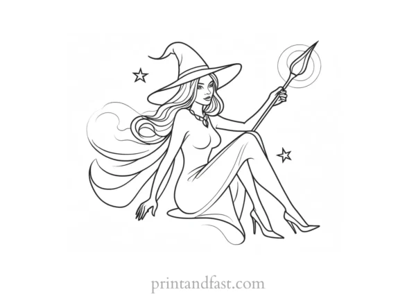 enchanting Witch Coloring Page