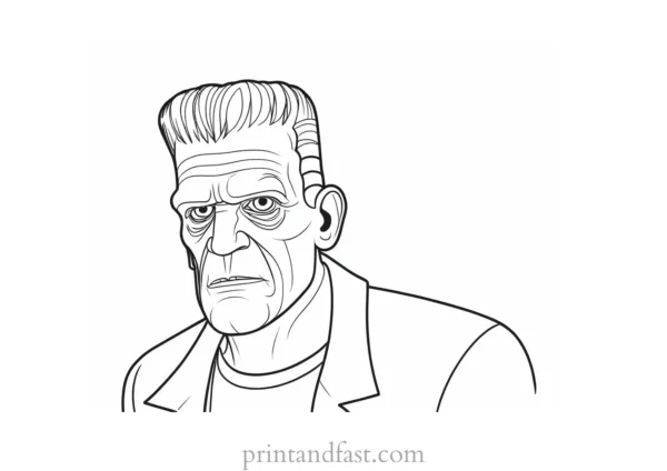 frankenstein coloring page easy 1