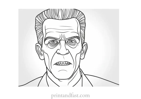 frankenstein coloring page with background