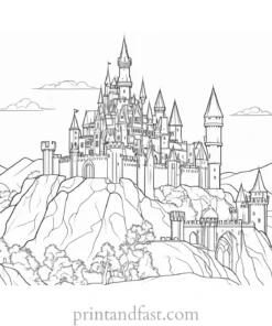 frankenstein coloring page with castle