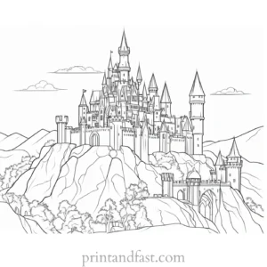 frankenstein coloring page with castle