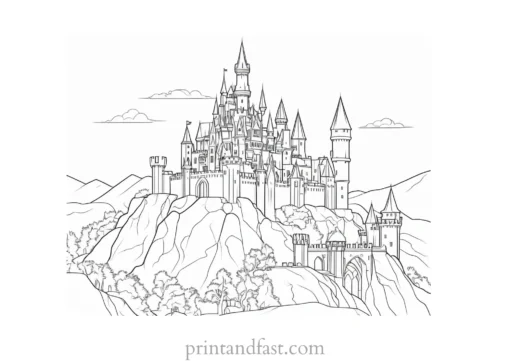 frankenstein coloring page with castle