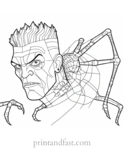 frankenstein coloring page with spider