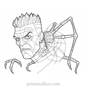 frankenstein coloring page with spider