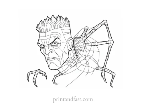 frankenstein coloring page with spider